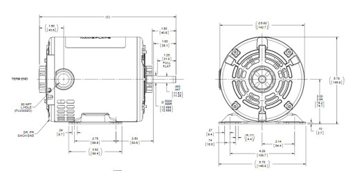S003 Marathon 1/4 hp 1800 RPM 48 Frame 115V Open Drip Marathon Electric Motor
