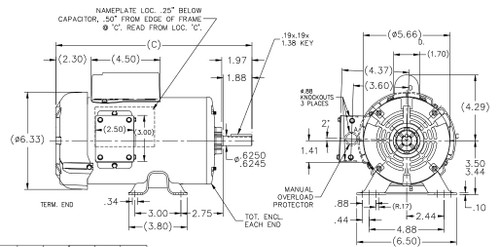 G332 Marathon 1/3 hp 1800 RPM 56 Frame 115/208-230V Totally Enclosed Marathon Electric Motor