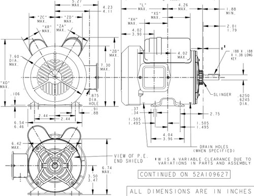 EG276 Marathon 3/4 hp 1800/1500 RPM 56 Frame 100-120/200-400V Totally Enclosed Marathon Electric Motor