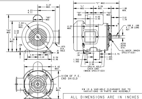 C269 Marathon 3/4 hp 1800 RPM 56 Frame 115/230V Totally Enclosed Marathon Electric Motor