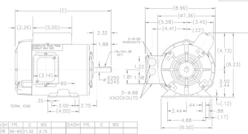 G359 Marathon 1 hp 3600 RPM 56 Frame 115/208-230V Totally Enclosed Marathon Electric Motor