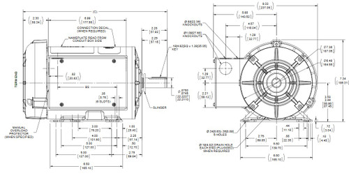 I201 Marathon 1 1/2 hp 1800 RPM 145T Frame 115/208-230V Totally Enclosed Marathon Electric Motor