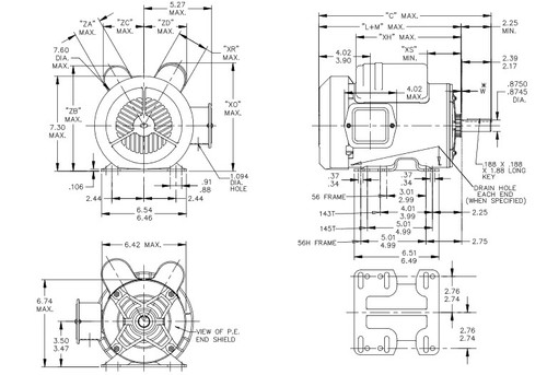 C297 Marathon 1 1/2 hp 1800 RPM 145T Frame 115/208-230V Totally Enclosed Marathon Electric Motor