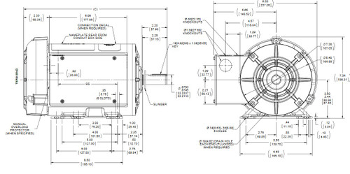 I221 Marathon 2 hp 3600 RPM 145T Frame 115/208-230V Totally Enclosed Marathon Electric Motor