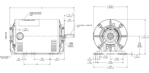 G127 Marathon 2 hp 3 phase 1800 RPM 56 Frame 208-230/460V ODP Resilient Mount Marathon Motor