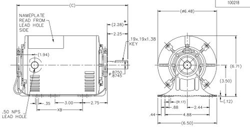 G145 Marathon 3 hp 1800 RPM, 9.2-8.6/4.3 amps 208-230/460 Volts 60hz
