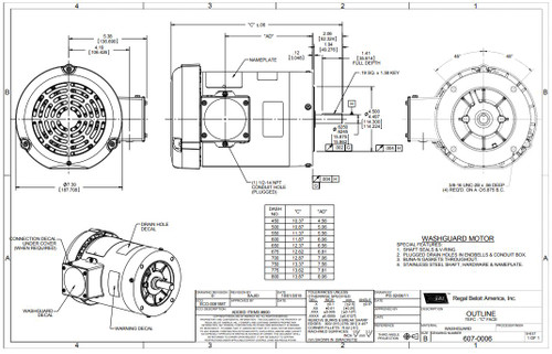 116644.00 Leeson |  1/2 hp 1800 RPM 56C Frame TEFC (no base) C-Face 208-230/460V Wash Down Duty