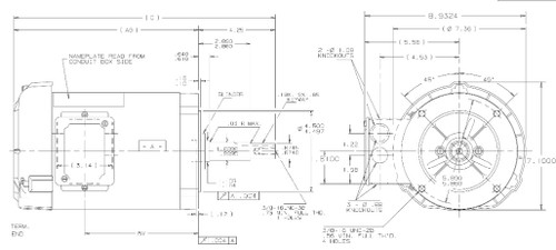GT5103 Marathon 1 1/2 hp 3 phase 3600 RPM 143JMV Frame 230/460V TEFC Marathon Close Coupled Pump Motor