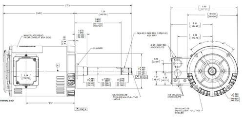 GT4401 Marathon 1 hp 3 phase 1800 RPM 143JPV Frame 230/460V ODP Marathon Close Coupled Pump Motor