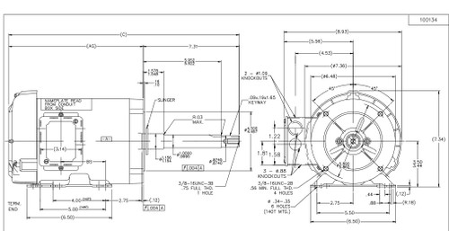 GT3406 Marathon 2 hp 3600 RPM 145JP Frame 230/460V TEFC Marathon Close Coupled Pump Motor