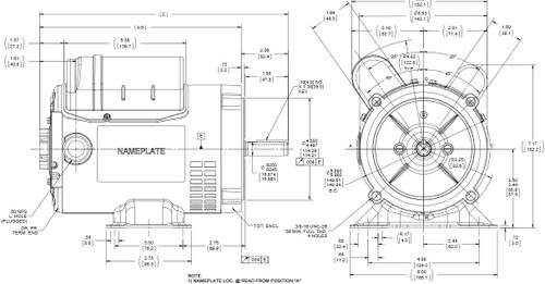 E252A Marathon 1/3 hp 1800 RPM 56C Frame ODP (with base) 100-120/200-240V Marathon Electric Motor
