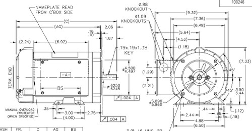 G579 Marathon 3/4 hp 1200 RPM 56C Frame TEFC 115/208-230V Marathon Electric Motor