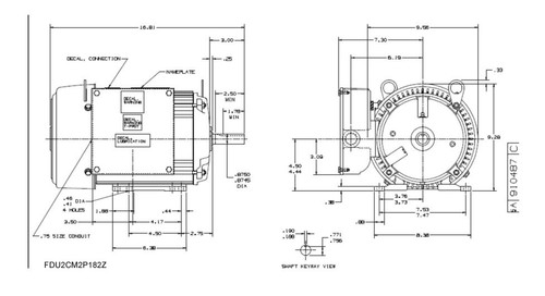 FDU2CM2P18Z Nidec | 2 hp 1800 RPM 182TZ Frame 115/230V (Farm Duty) Ulta High Torque Nidec Electric Motor