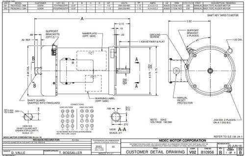 FD1PM2DZYR Nidec | 1 hp 1800 RPM 56Y Frame TEFC 208-230/460V Nidec Electric Auger Drive Motor