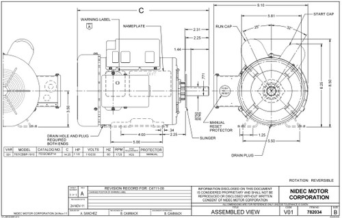 FD32CM2P14 Nidec | 1.5 hp 1800 RPM 145T Frame TEFC (Farm Duty) 115/230V