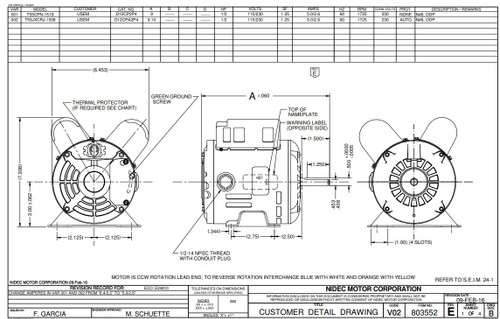 D12CPA2P4 Nidec | 1/2 hp 1800 RPM 48 Frame 115/230V Open Drip Nidec Electric Motor