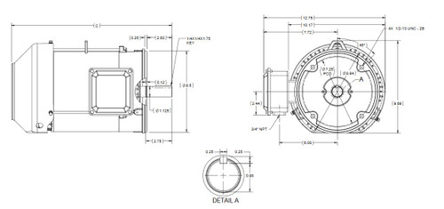 GT1313A Marathon 5 hp 1800 RPM 3-Phase 184TC Frame TEFC (no base) 230/460V Marathon Motor