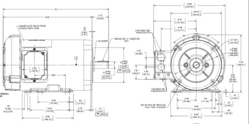 GT1201 Marathon 1 hp 1800 RPM 3-Phase 143TC Frame TEFC (rigid base) 230/460V Marathon Motor