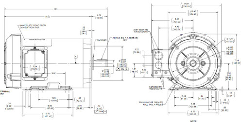GT1203 Marathon 1 1/2 hp 3600 RPM 3-Phase 143TC Frame TEFC (rigid base) 230/460V Marathon Motor