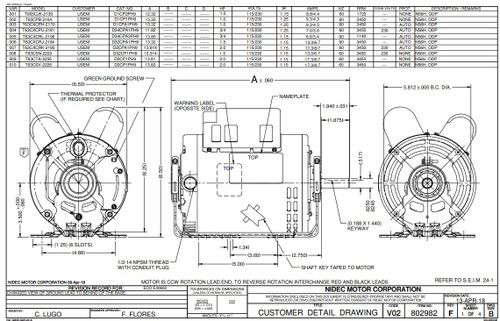 D1CPA1PH9 Nidec | 1 hp 3600 RPM 56H Frame 115/230V Open Drip Nidec Electric Motor