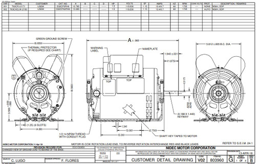 D2CPA1PH9 Nidec | 2 hp 3600 RPM 56H Frame 115/230V Open Drip Nidec Electric Motor