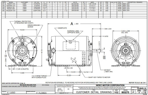 D34P2AH9 Nidec | 3/4 hp 1800 RPM 56H Frame 208-230/460V Open Drip Nidec Electric Motor
