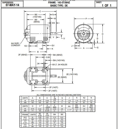 D32P2D Nidec | 1.5 hp 1800 RPM 145T Frame 208-230/460V Open Drip Nidec Electric Motor
