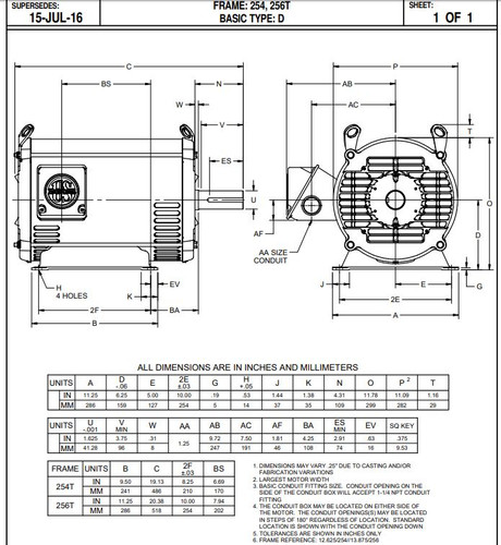 D7P3D Nidec | 7.5 hp 1200 RPM 254T Frame 208-230/460V ODP Electric Motor Nidec