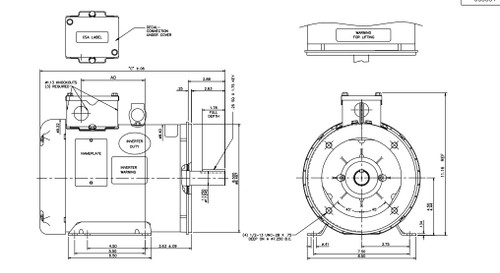 Y1999 Marathon 3 hp 1800 RPM 3-Phase 182TC Frame TEFC (rigid base) 230/460V Marathon Motor