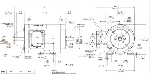 Y534 Marathon 1/2 hp 1800 RPM 3-Phase 56C Frame TENV (rigid base) 230/460V Marathon Motor