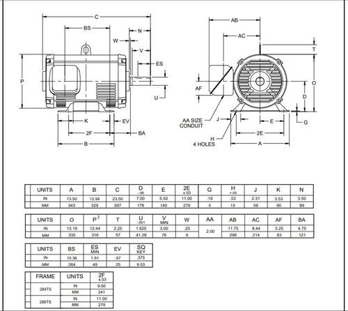 D30P3D Nidec | 30 hp 1200 RPM 326T Frame 208-230/460V ODP Electric Motor Nidec