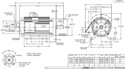 Y546 Marathon 7 1/2 hp 1200 RPM 3-Phase 254TC Frame TENV (rigid base) 230/460V Marathon Motor