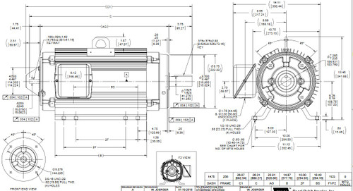 Y548 Marathon 10 hp 1200 RPM, 28.0/14.0 amps 230/460 Volts 60 Hz 3-Phase. Encoder Ready