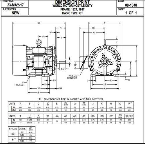 HD2P3E Nidec | 2 hp 1200 RPM 184T Frame 230/460V TEFC Nidec Electric Motor