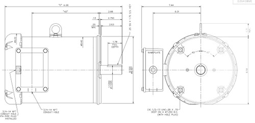 N449B Marathon 5 hp 1800 RPM 3-Phase 182TC Frame TEFC (no base) 230/460V Marathon Motor