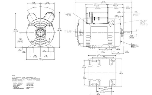 OB1104AV1ES Century 1 hp 1800 RPM 1-Phase 56 Frame ODP (rigid base) 115/230V Century Motor # OB1104AV1ES