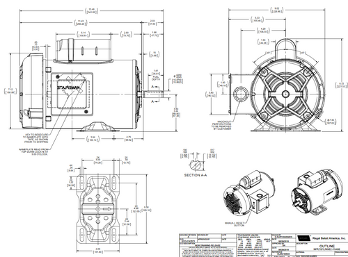 C620V1 Century 1 hp 1800 RPM 1-Phase 56 Frame TEFC (rigid base) 115/208-230V