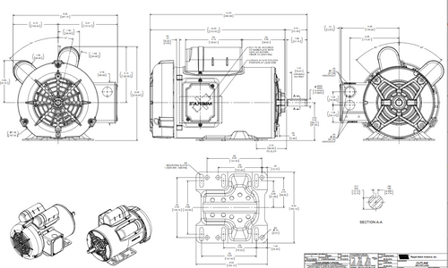 C686V1 Century 1-1/2 hp 1800 RPM 1-Phase 56 Frame TEFC (rigid base) 115/208-230V