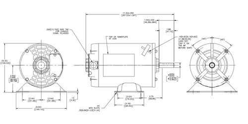 H377ES Century 3/4 hp 3600/2850 RPM 3-Phase 56 Frame ODP (rigid base) 230/460V Century Motor # H377ES