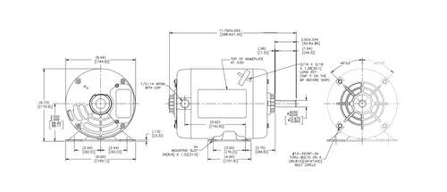 OB3104ES Century 1 hp 1800 RPM 3-Phase 56 Frame ODP (rigid base) 230/460V Century Motor # OB3104ES