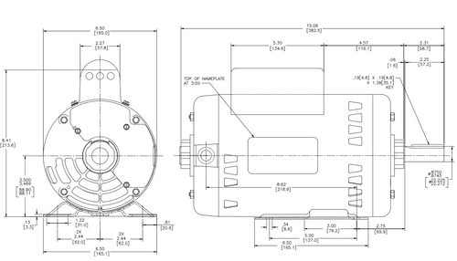 H847 Century 5 hp 3600 RPM 3-Phase 56 Frame ODP (rigid base) 208-230/460V Century Motor # H847