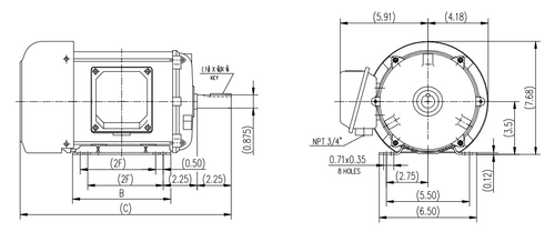 TE117 Century 2 hp 3600 RPM 3-Phase 145T Frame TEFC (rigid base) 208-230/460V Century Motor # TE117