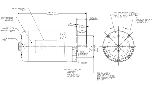 H736ES Century 3 hp 3600 RPM 3-Phase 56C Frame ODP (no base) 230/460V Century Pump Motor # H736ES