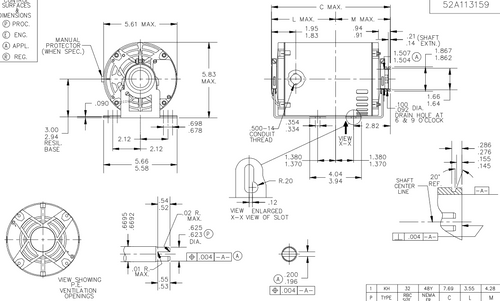 HG450 Marathon  1/3 hp Carbonator Pump Motor 1800 RPM 220-240V, 48Y ODP Frame (resilient base)