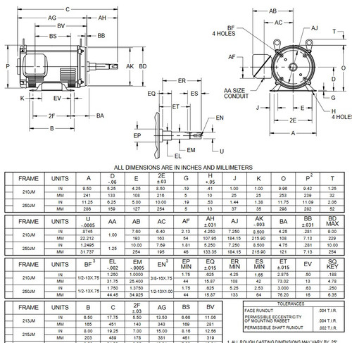 me  ジングルサイズ DJ3P3DM US Motors 3 hp 1200 RPM 3-phase 213JM Frame 208-230/460V