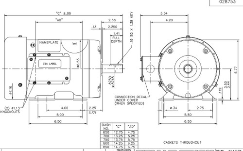 E2102 Marathon 1 hp 230/460V 1200 RPM 3-Phase 143T Frame TEFC (rigid base) Motor