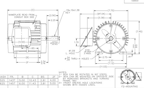 E351 Marathon 1 1/2 hp 230/460V 3600 RPM 3-Phase 143T Frame TENV (rigid base) Motor