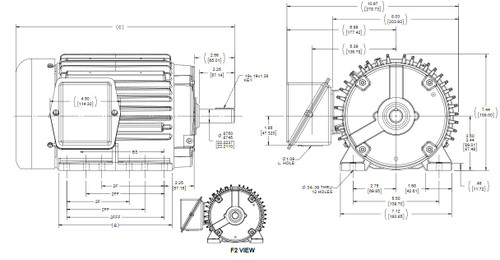 E2204-P Marathon 1 1/2 hp 230/460V 1800 RPM 3-Phase 145T Frame TEFC (rigid base) Motor