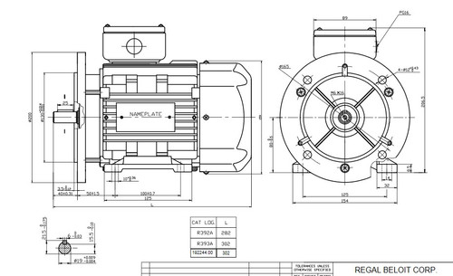 R393A Marathon | 1 hp 0.75 kW 230/460V 1800 RPM 3-Phase 80D Frame TEFC (rigid base) Motor