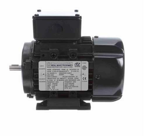 R303 Marathon | 1/3 hp 0.25 kW 230/460V 3600 RPM 3-Phase 63 Frame TEFC (rigid base) Motor